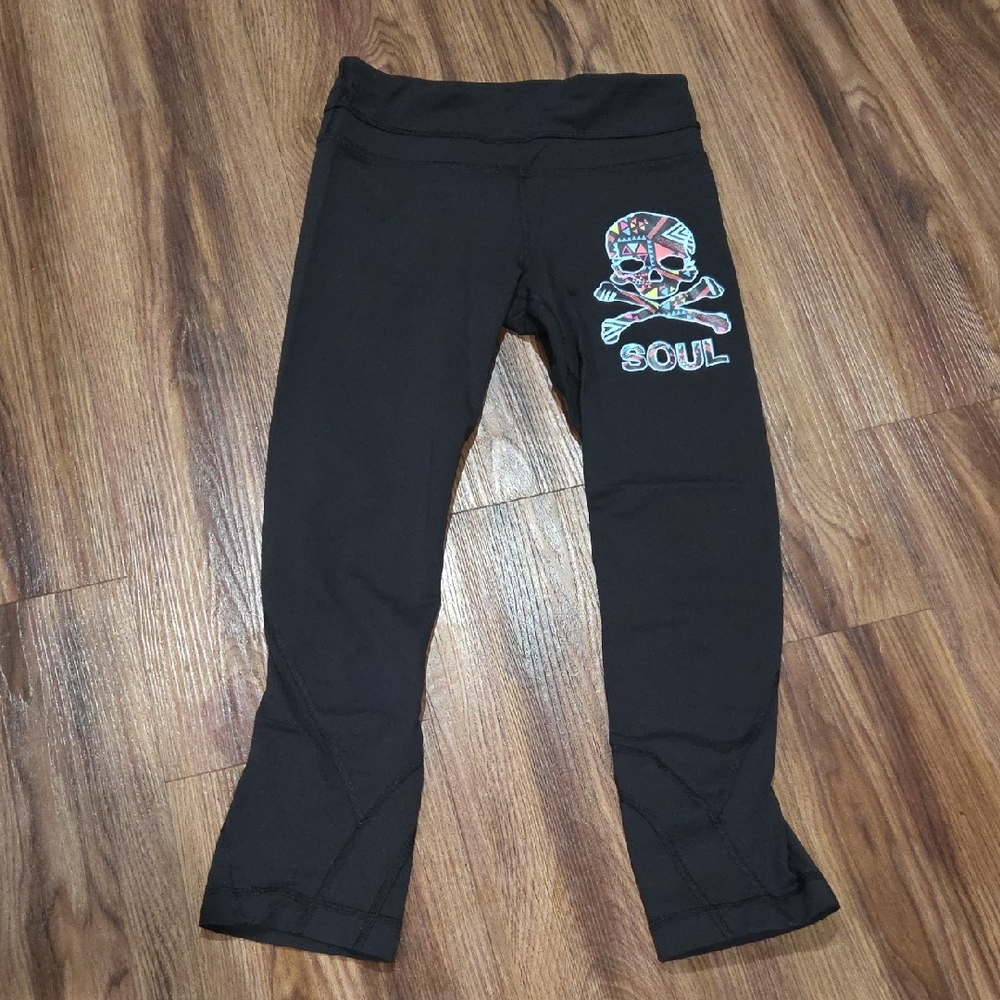Lululemon Athletica Black Leggings with Colorful Skull and Soul Design